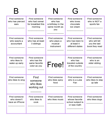 CHANDLER BINGo Card