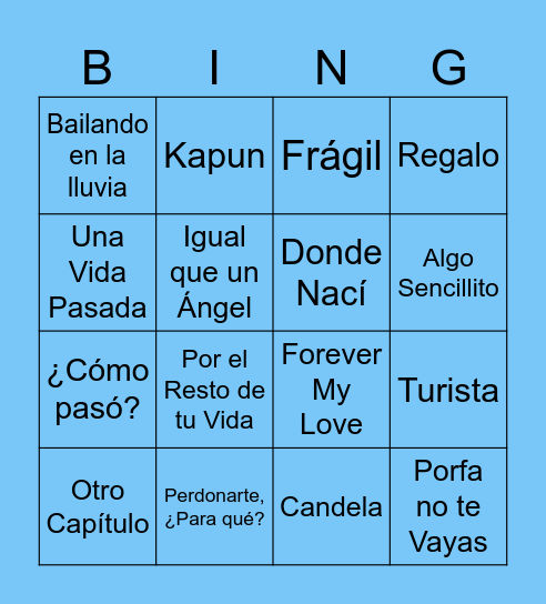 Locura de marzo 2025 (Song Titles) Bingo Card
