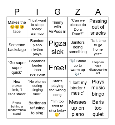 4th period bingo Card