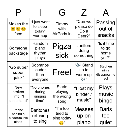 4th period bingo Card