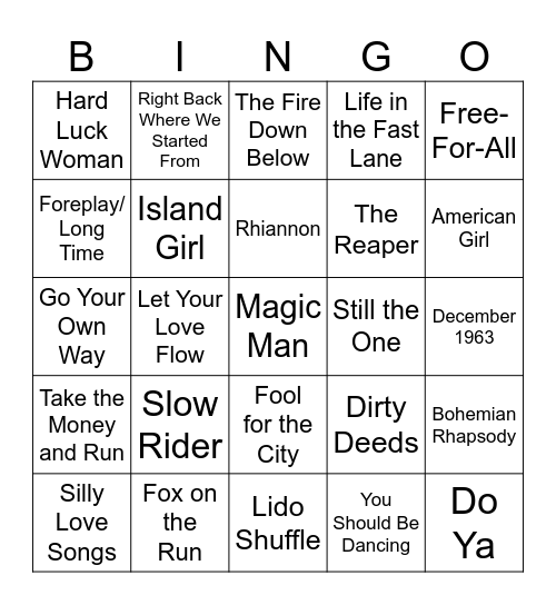 1976 Bingo Card