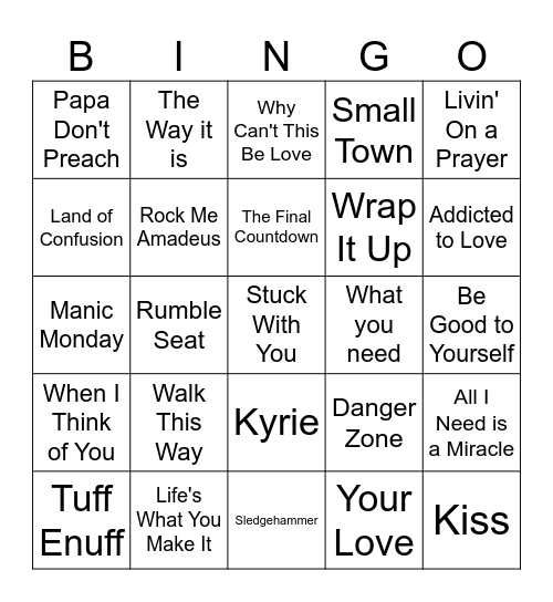1986 Bingo Card