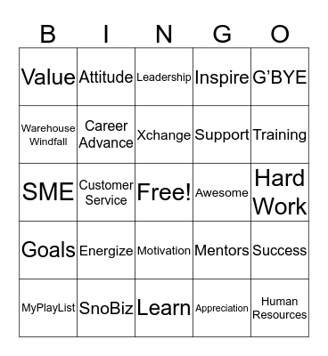 Thank You Bingo Card