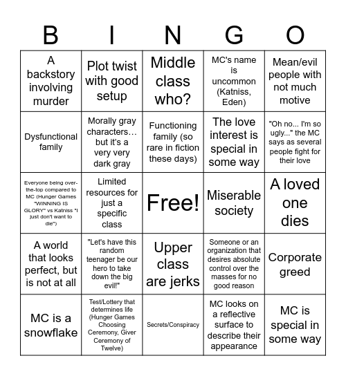 Book Club Bingo Card