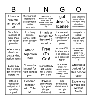 Milena's Board Bingo Card