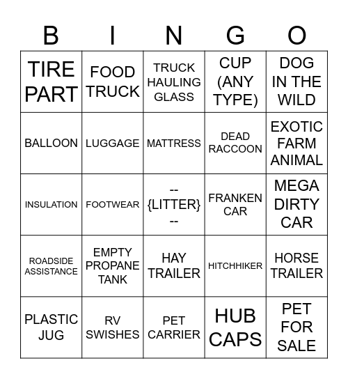 TRASH BINGO Card