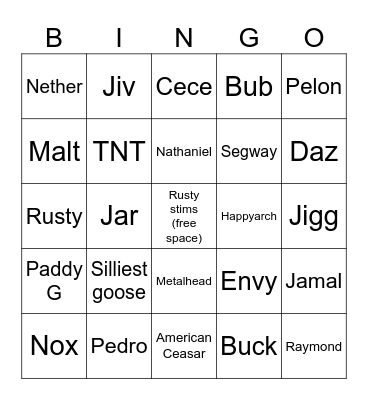 Banned/ departed CGC member bingo Card