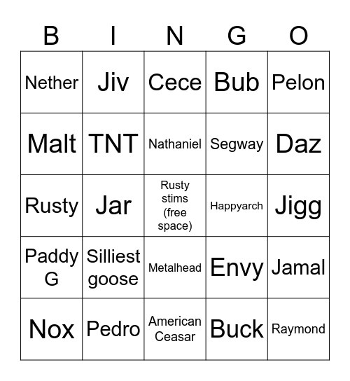 Banned/ departed CGC member bingo Card