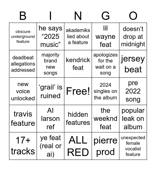 Untitled Bingo Card