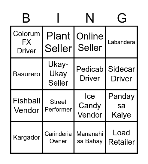 Hanapbuhay Bingo Card