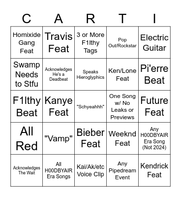 I AM MUSIC BINGO Card