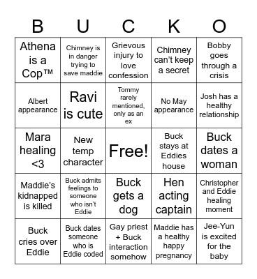 8b Bucko Bingo Card