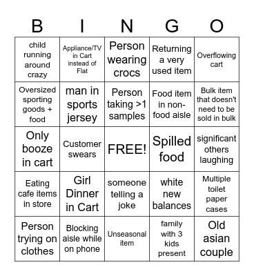 Costco Bingo Card