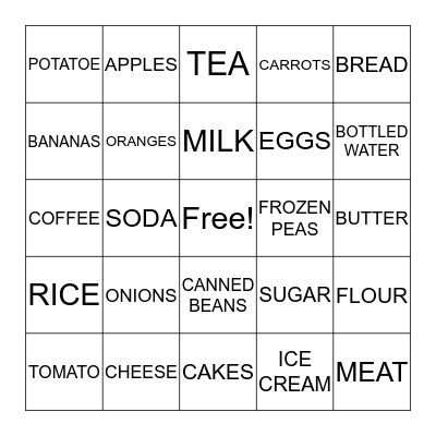 GROCERY STORE BINGO Card