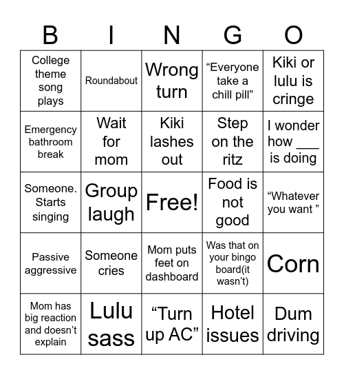 Family bingo Card
