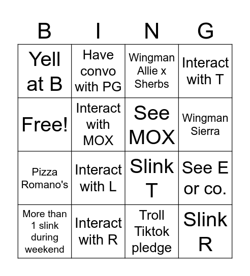 Patty's Bingo! Bingo Card