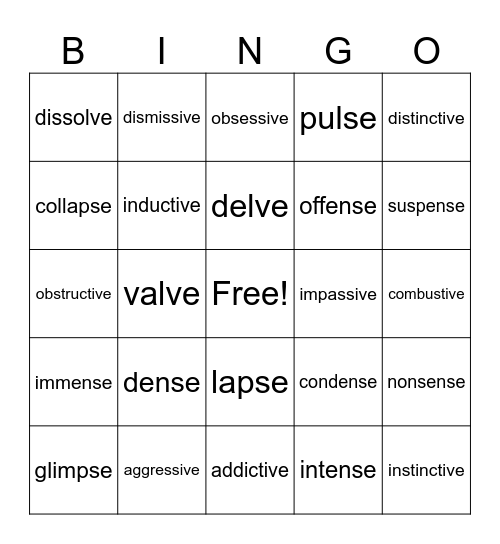 Exceptions to Open Syllables Bingo Card