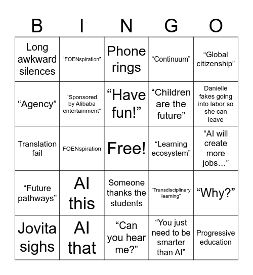 FOEN BINGO Day 2 Bingo Card