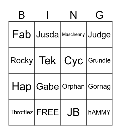 NO SKILL MC BINGO Card