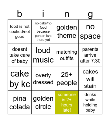 yolany party Bingo Card