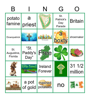 St. Patrick's Day Bingo Card