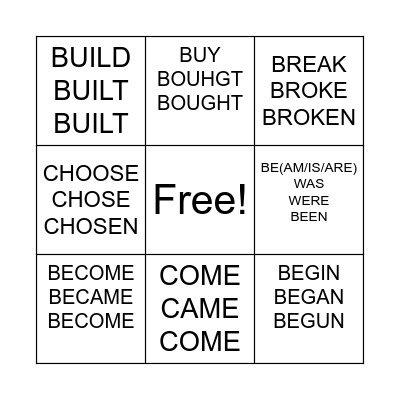 IRREGULAR VERBS Bingo Card
