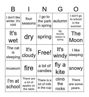 Grade 3 Bingo Card
