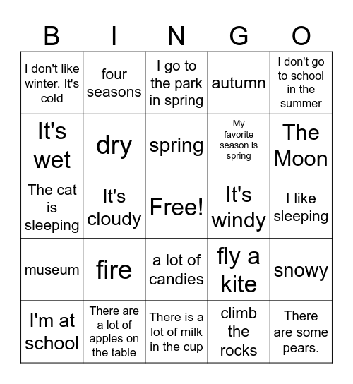 Grade 3 Bingo Card