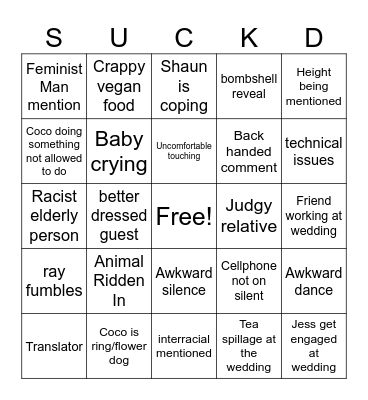 Wedding Bingo Card