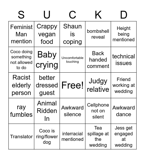 Wedding Bingo Card