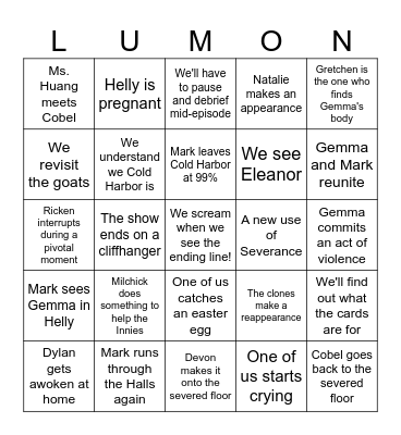 Severance Finale Bingo Card