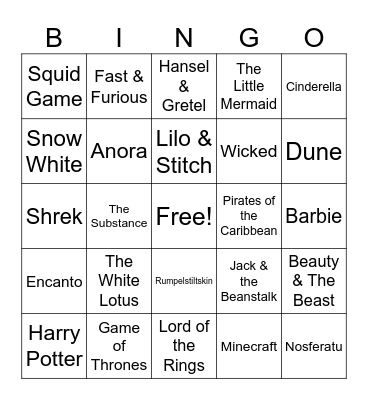 Fractured Fairytale Bingo Card