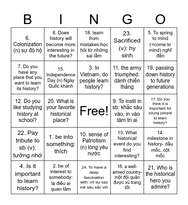 IELTS SPEAKING Bingo Card