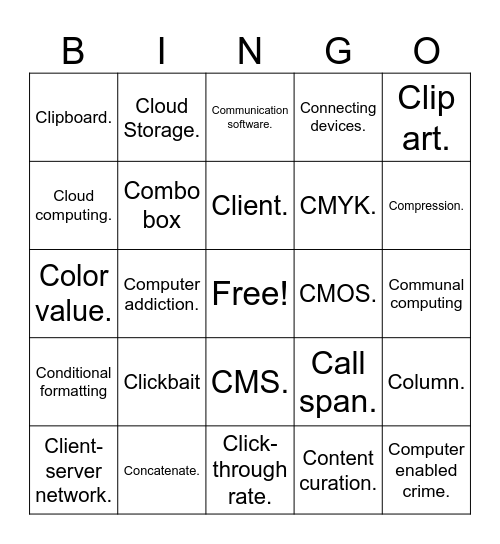 Terminology C #1 Bingo Card