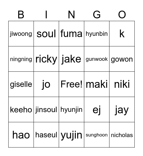 LUCA POOKIES Bingo Card