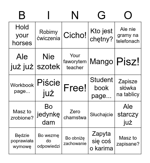 Miss karpińska bingo Card