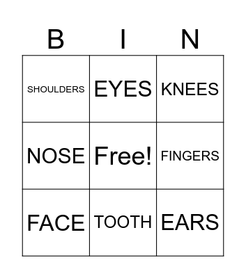 BODY Bingo Card