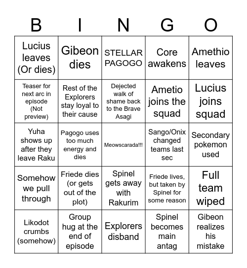 Episode 87 Bingo Card