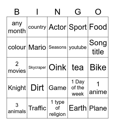 Infinite Craft Bingo Card