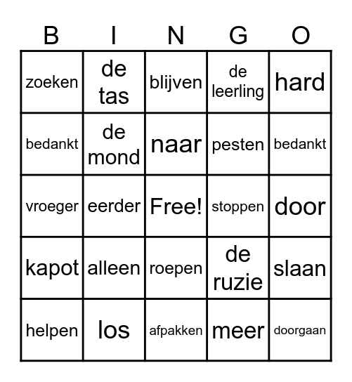 Thema Ruzie Untitled Bingo Card