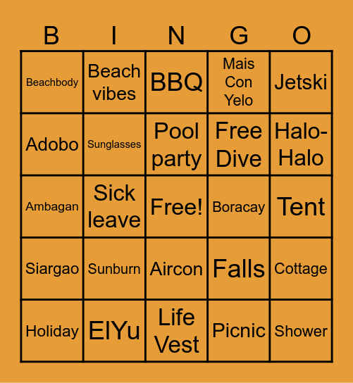 Summer Bingo Card