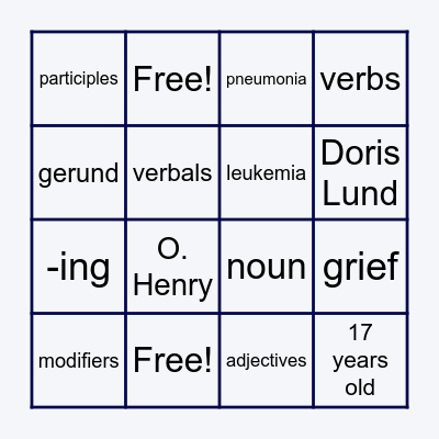 VINGO: A Bingo for Verbals Bingo Card