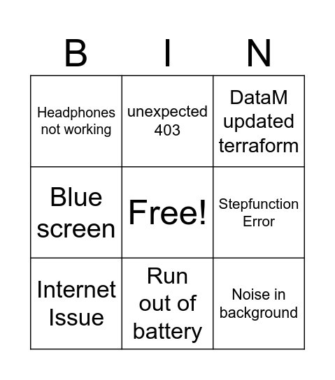DEMO Bingo Card