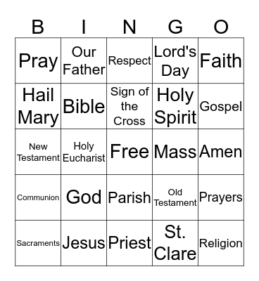 CCD BINGO! Bingo Card