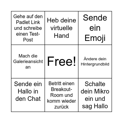Zoom und Padlet-Bingo Card