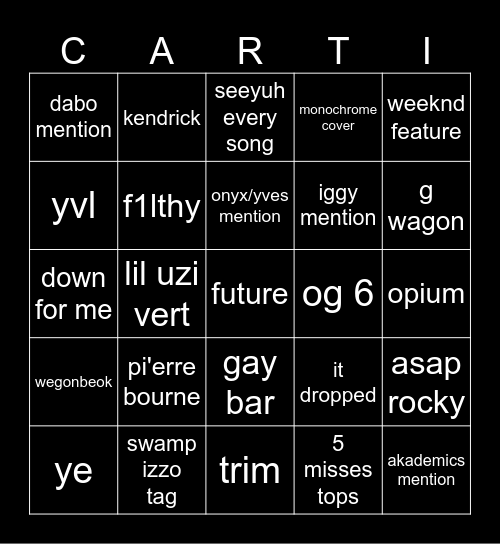 I AM MUSIC Bingo Card