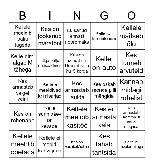 Leia keegi Bingo Card