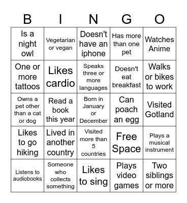 People Bingo Card