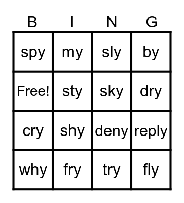 y as long i Bingo Card