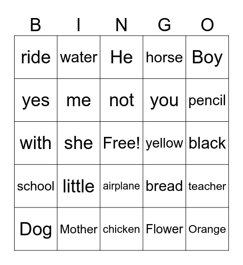 Edmark Bingo Card